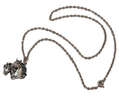 Twee paardenhoofden hanger met ketting