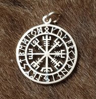 Vegvísir met rune tekens brons 2,5 cm