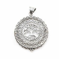 Yggdrasil Levensboom keltische amulet, Tree of Life. messing zilverkleurig 40mm