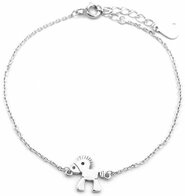 armband - met paardje - zilver